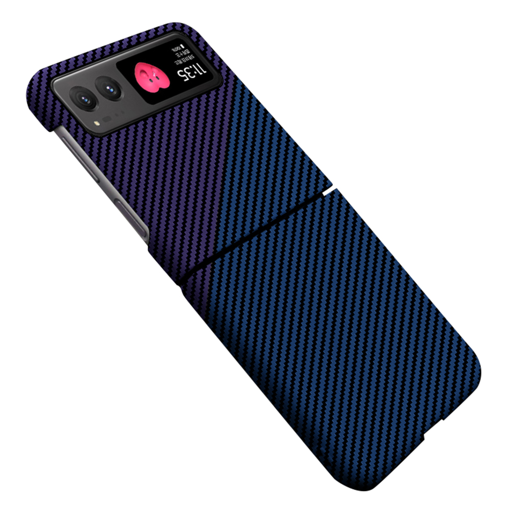 

Für Motorola Razr 40 5G Carbonfasertextur Hartes Pc-telefonabdeckungsabdeckungsabdeckung Drop-proof-telefonhülle - Blau+lila, Motorola Razr 40 5G
