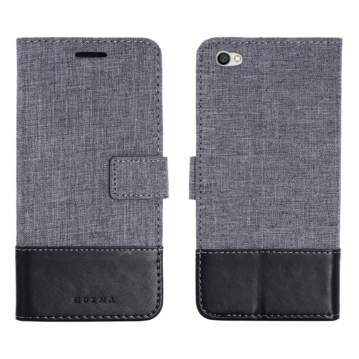 

Muxma Leder Leinwand Spleißständer Telefonabdeckung Shell Für Xiaomi Redmi Note 5a / Y1 Lite (indien) - Schwarz, Xiaomi Redmi Note 5A