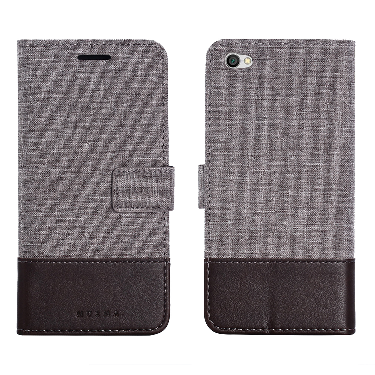 

MUXMA Leder -leinwand Spleißstand Mobiltelefon Hülle Zubehör Für Xiaomi Redmi Note 5A / Y1 Lite (indien) - Braun, Xiaomi Redmi Note 5A