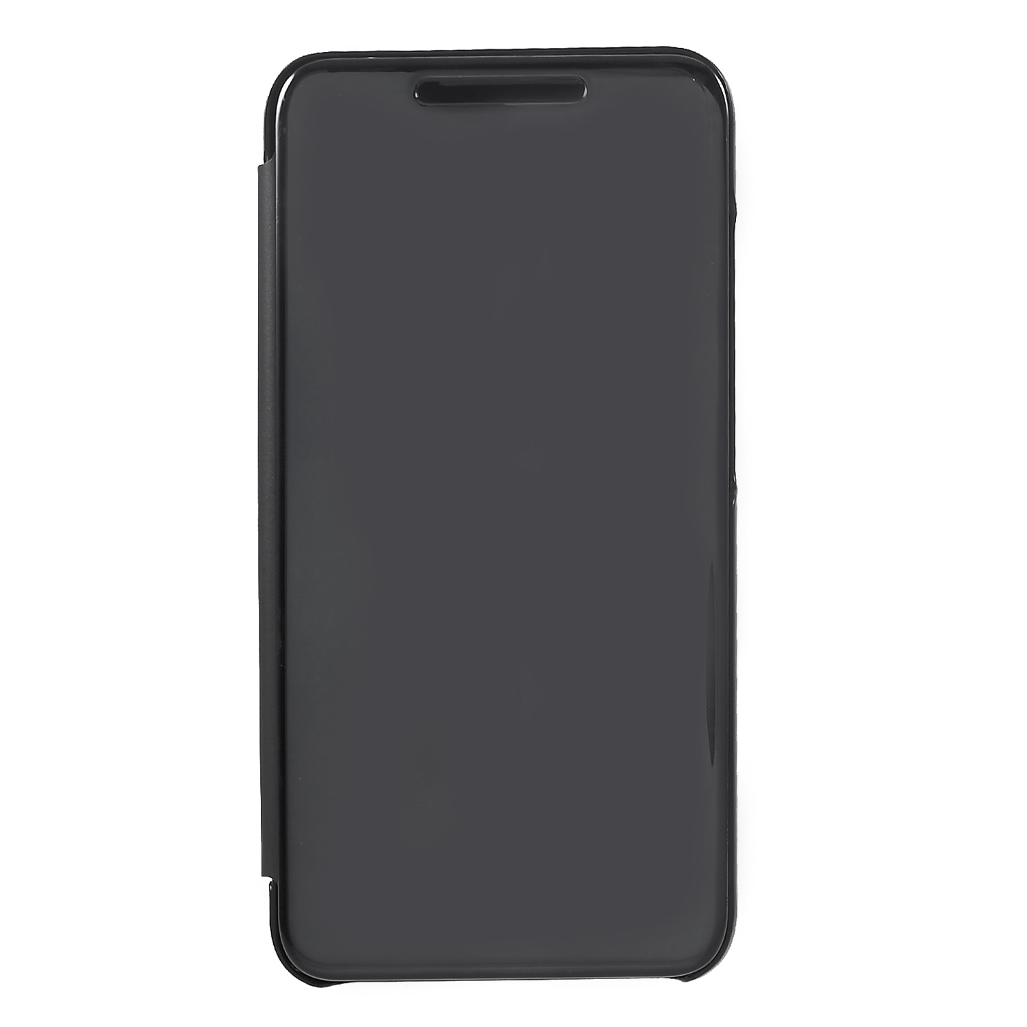 

View Window Plated Mirror Surface Leather Stand Case for Xiaomi Redmi 6 - Black