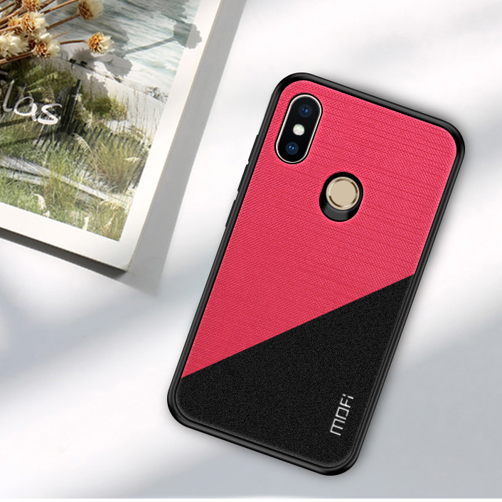 

Couverture De Téléphone Portable Plaqué De Tissu De Tissu De Tissu Mofi-brillant II Pour Xiaomi MI A2 Lite / Redmi 6 Pro - Rose