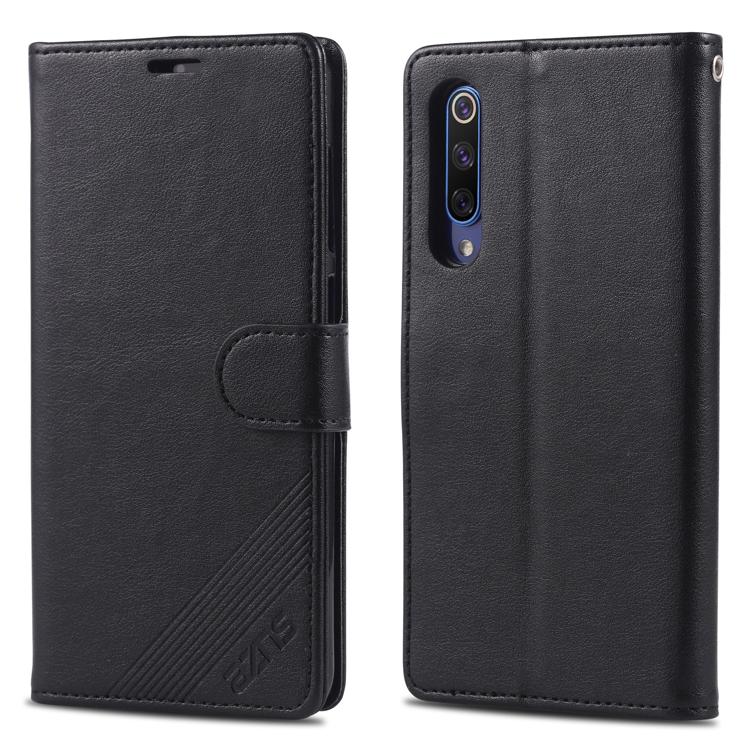 

AZNS Leder Brieftasche Hülle Für Xiaomi Mi 9 SE - Schwarz, Xiaomi Mi 9 SE