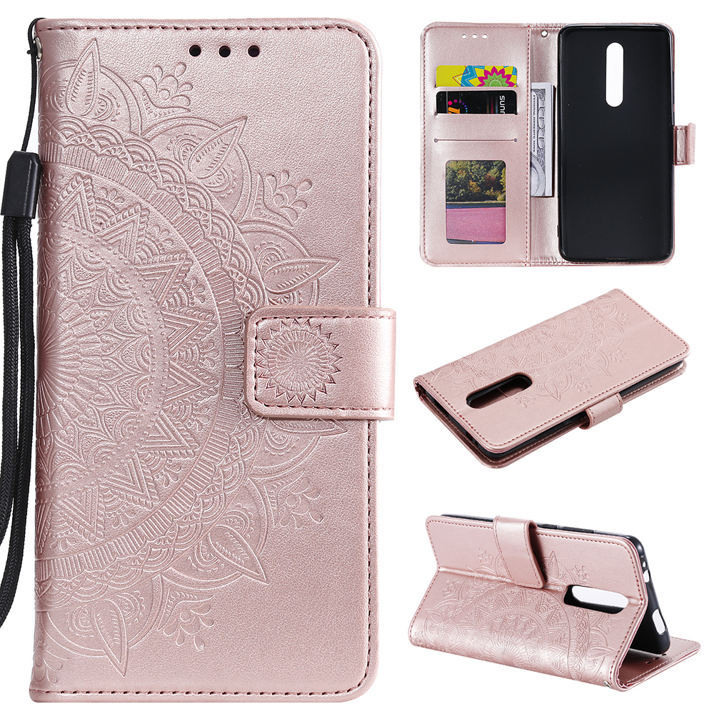 

Étui de Portefeuille en Cuir à Fleurs D'empreinte Pour Xiaomi Redmi K20 / mi 9T / Redmi K20 Pro / Mi 9t Pro - or Rose