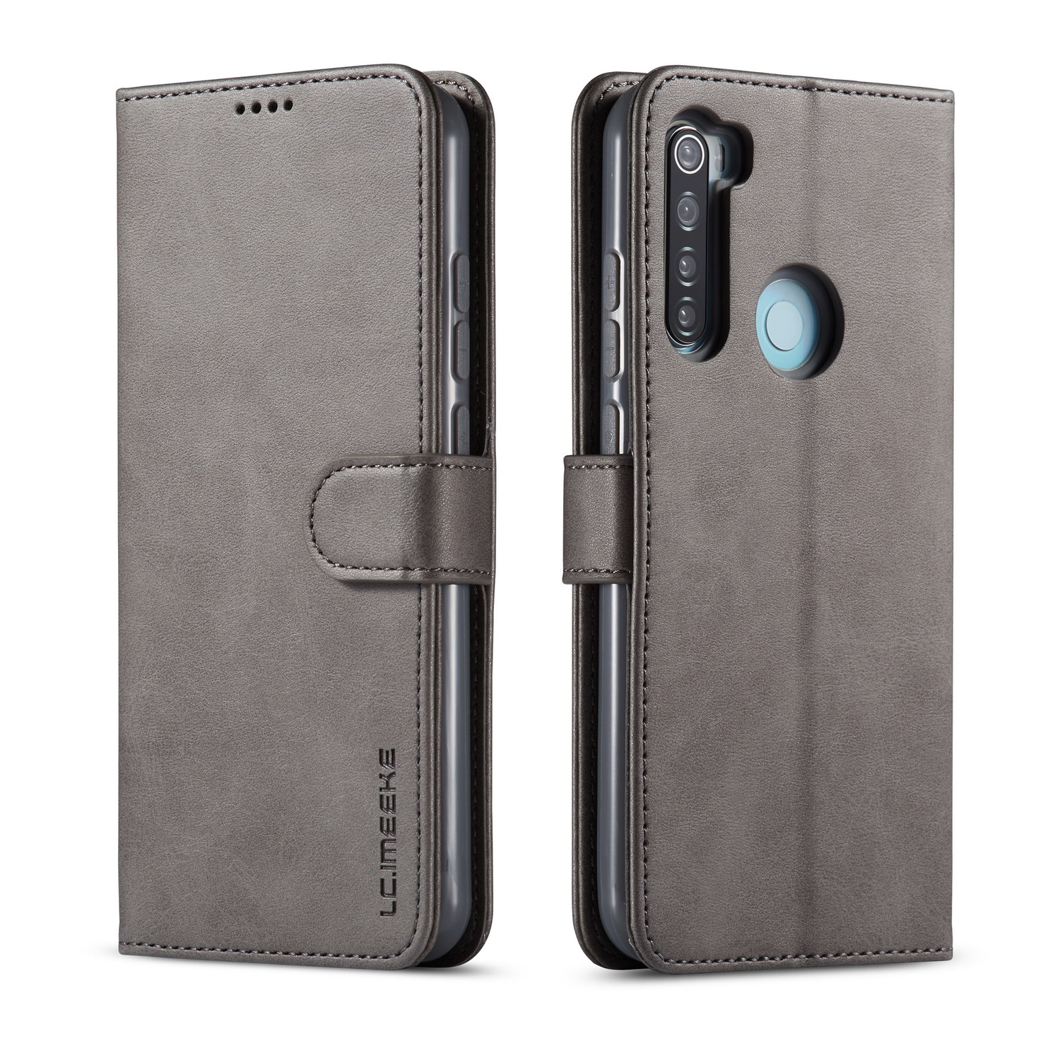 

Lc. Imeeke PU Für Xiaomi Redmi Note 8 Leder Schutzbrieftaschengehäuse Leder - Grau, Xiaomi Redmi Note 8