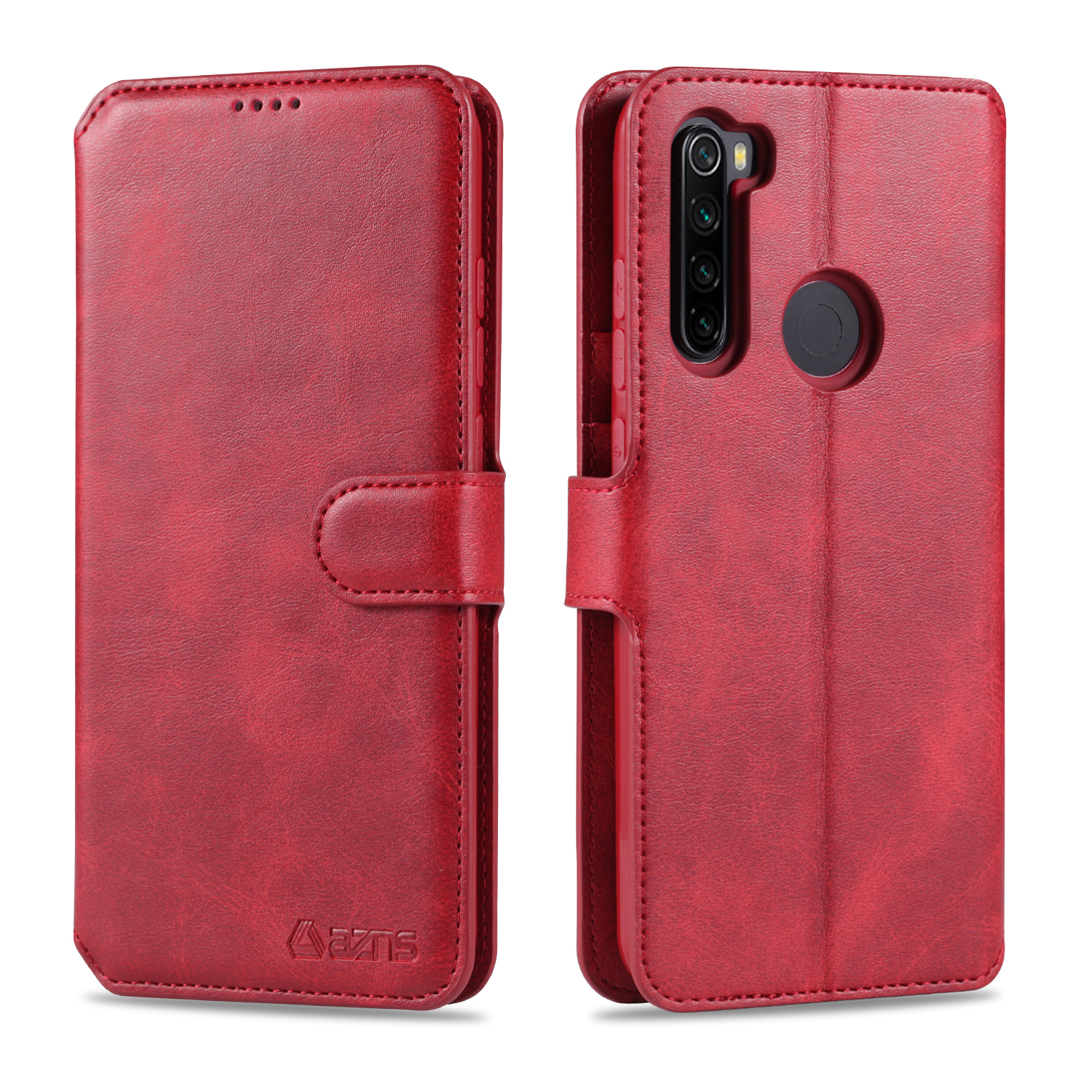 

AZNS Wallet Leder Stand Cell Celling Shell Für Xiaomi Redmi Note 8 - Rot, Xiaomi Redmi Note 8