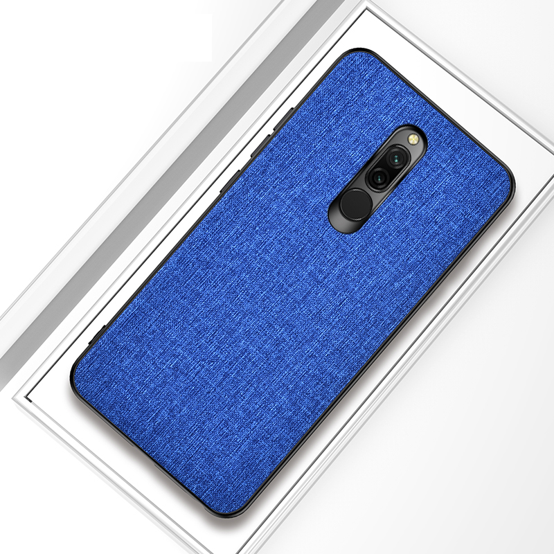 

Cloth Texture PC + TPU Hybrid Cell Phone Case for Xiaomi Redmi 8 - Dark Blue, Xiaomi Xiaomi Redmi 8
