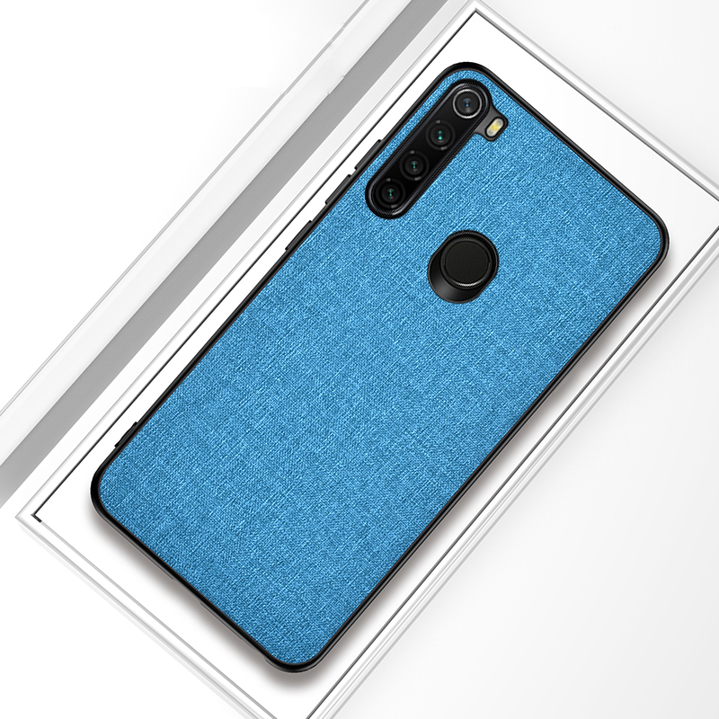 

For Xiaomi Redmi Note 8 Cloth Texture PC + TPU Combo Mobile Phone Shell - Baby Blue