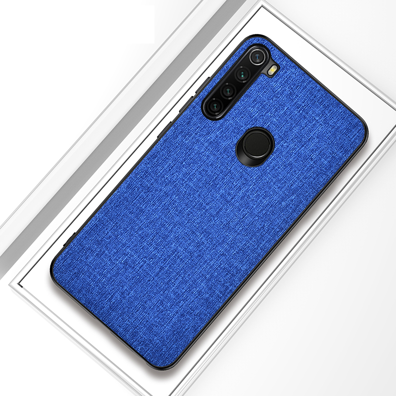 

For Xiaomi Redmi Note 8 Cloth Texture PC + TPU Combo Mobile Phone Shell - Dark Blue