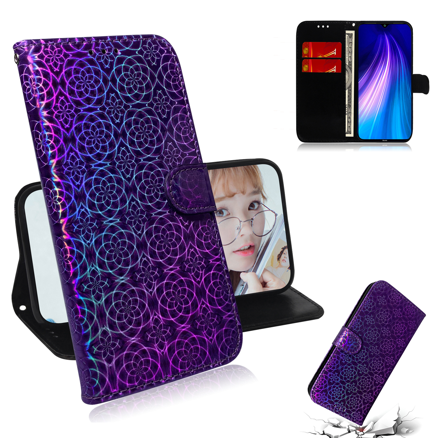 

Herme de Portefeuille en Cuir Pour Xiaomi Redmi Note 8T - Violet