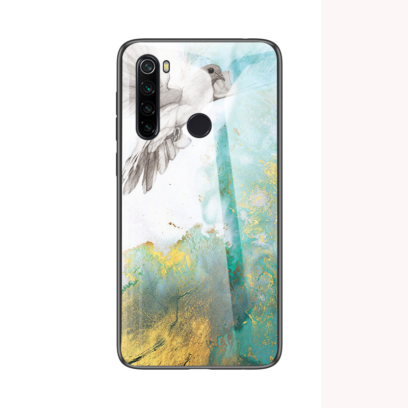 

Texture en Marbre Verre Trempée + PC + TPU Thelle Case Pour Xiaomi Redmi Note 8T - Pigeon Volant