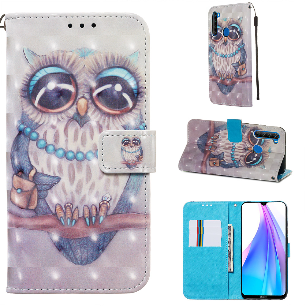 

Motif Imprimement Light Spot Décor Wallet Stand Casse Pour Xiaomi Redmi Note 8t - Motif de Hibou