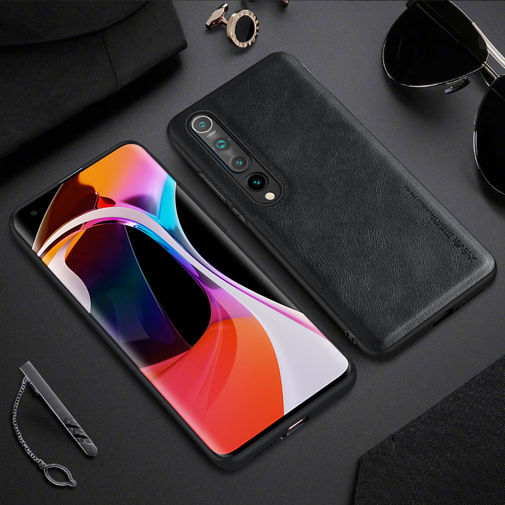 

X-level-vintage-stil PU Leder Beschichtetes Tpu-mobiltelefon Cover-shell Für Xiaomi Mi 10 - Schwarz, Xiaomi Mi 10