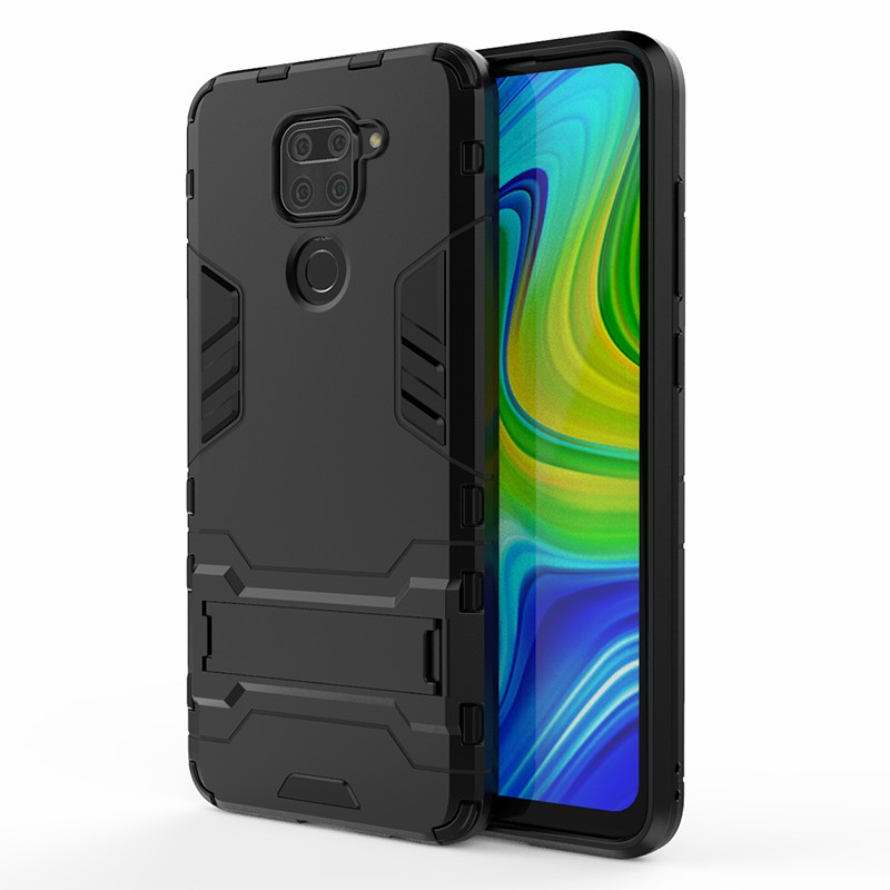 

2 in 1 PC + TPU Phone Case with Kickstand for Xiaomi Redmi Note 9/Redmi 10X 4G - Black, Xiaomi Redmi Note 9 (MTK Helio G85)