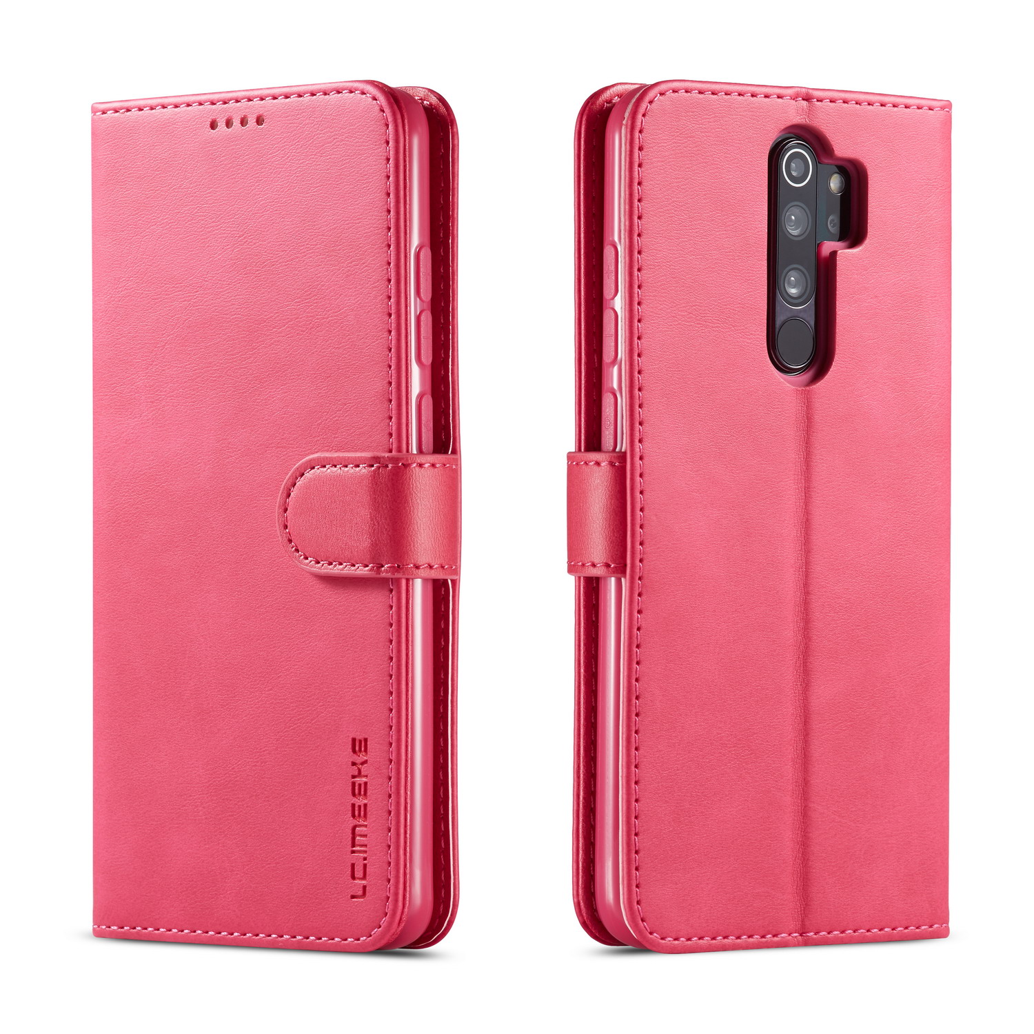 

Lc. Imeeke Cowide Textur Leder Brieftaschenstand Telefonhülle Für Xiaomi Redmi 9 - Rot, Xiaomi Redmi 9