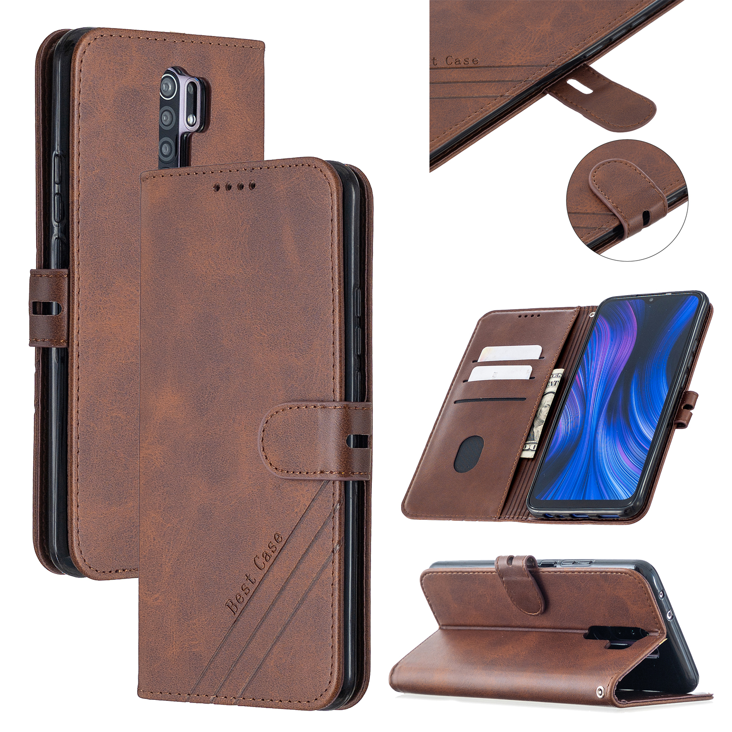

Wallet Leather Stand Cover with Lanyard for Xiaomi Redmi 9 - Coffee, Xiaomi Redmi 9