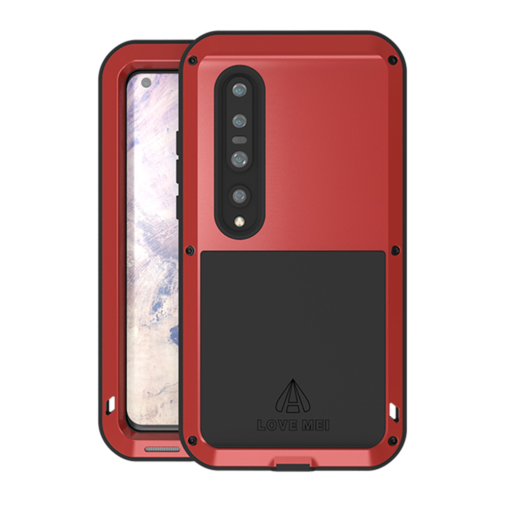 

LOVE MEI Shockproof Dropproof Dustproof Metal Cover for Xiaomi Mi 10/10 Pro [Without Glass] - Red, Xiaomi Mi 10