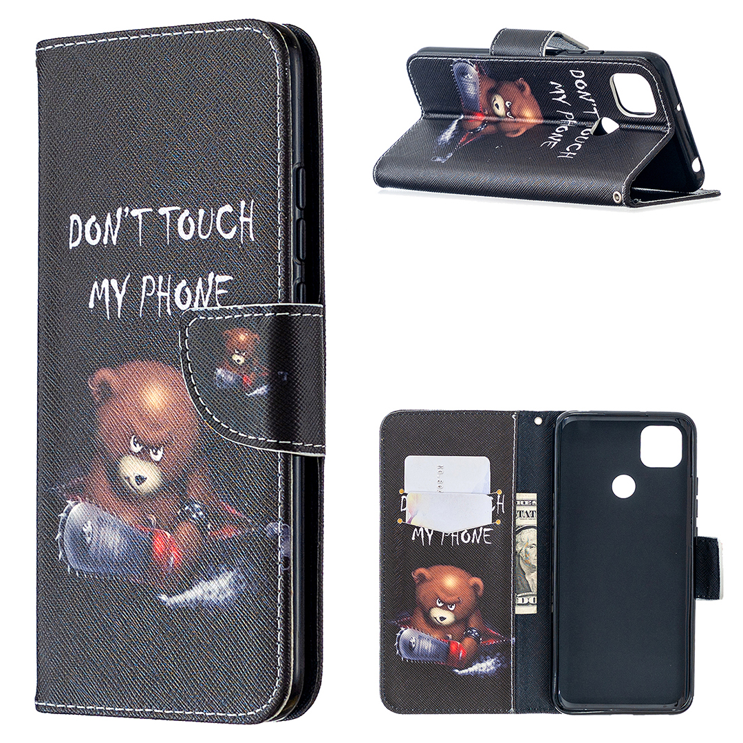 

Motif D'impression de Portefeuille en Cuir Coque de Protection Pour Xiaomi Redmi 9c / Redmi 9c Nfc - Ours