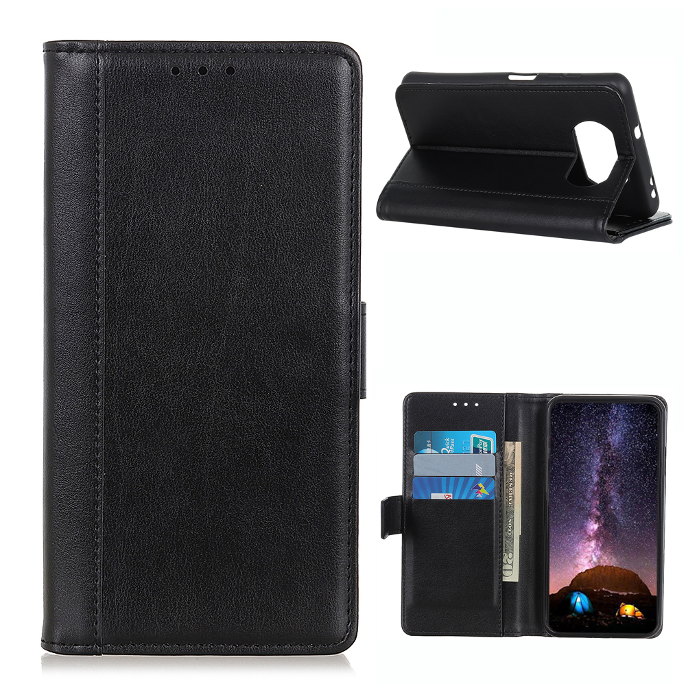 

Smooth-oberfläche Leder-schutzbrieftasche Für Xiaomi Poco X3 Nfc/poco X3 - Schwarz, Xiaomi Poco X3 NFC