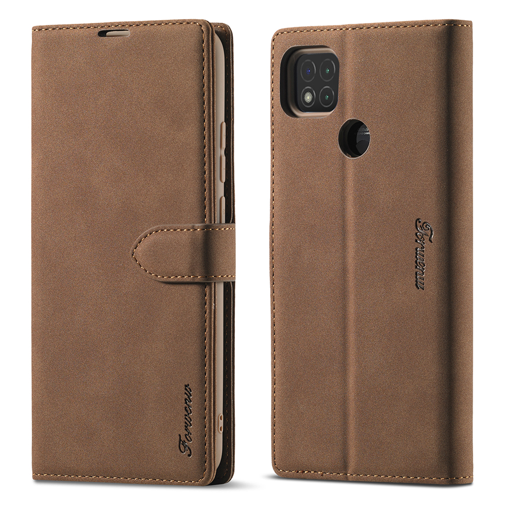 

Forwenw F1 -serie Für Xiaomi Redmi 9C/Redmi 9C NFC Leder Brieftasche Cover Hülle - Braun, Xiaomi Redmi 9C