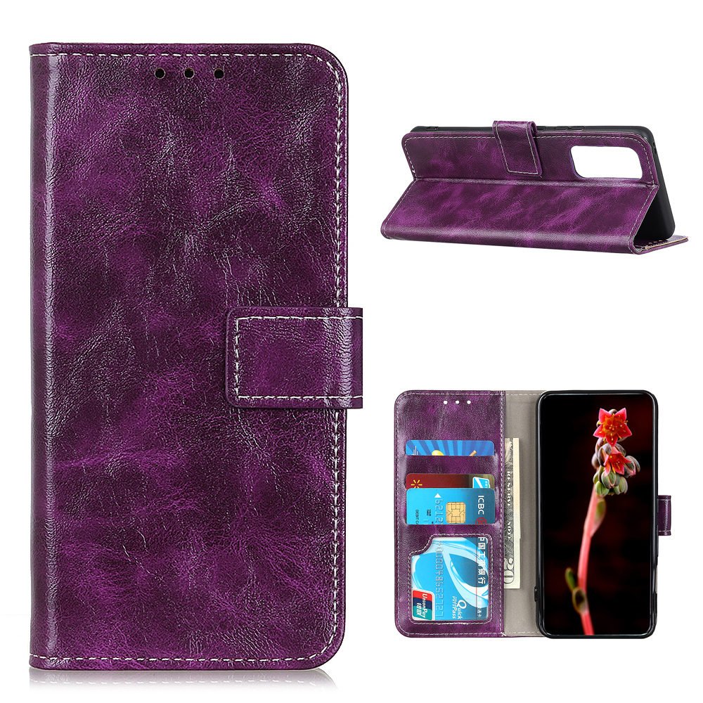 

Retro Crazy Horse Textur Wallet Stand Lederabdeckung Für Xiaomi Mi 10T 5G/10T Pro 5G/Redmi K30S Fall - Violett, Xiaomi Redmi K30S