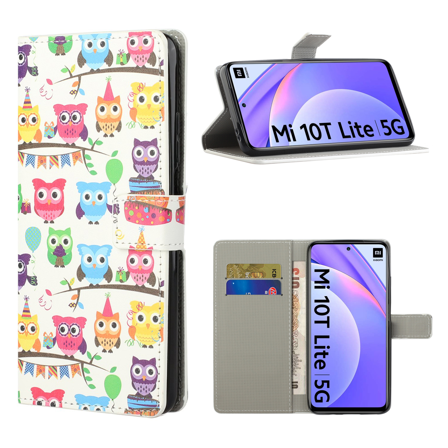 

Telefonkoffer Für Xiaomi Mi 10T Lite 5G/Redmi Note 9 Pro 5g/mi 10i 5G Muster Druckbrieftasche Lederschale - Mehrere Eulen, Xiaomi Mi 10T Lite 5G