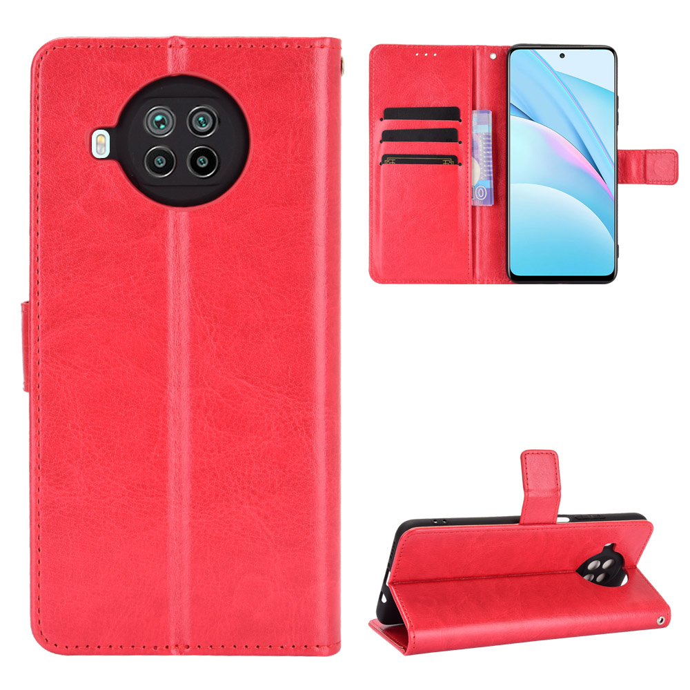 

Crazy Horse Textur Cover Für Xiaomi Mi 10T Lite 5G/Redmi Note 9 Pro 5g/mi 10i 5G Lederständer Telefonhülle - Rot, Xiaomi Mi 10T Lite 5G