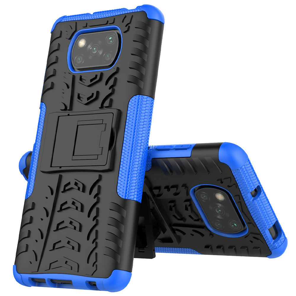 

Cool Tire PC + TPU Hybrid -hülle Für Xiaomi Poco X3/poco X3 NFC Kickstand Cover - Blau, Xiaomi Poco X3