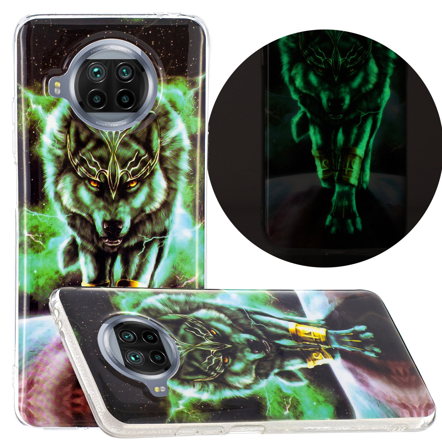 

Noctilucent Strukturierte IMD -abdeckung Für Xiaomi Mi 10T Lite 5G/Redmi Note 9 Pro 5g/mi 10i 5G TPU -fall - Wolf, Xiaomi Mi 10T Lite 5G