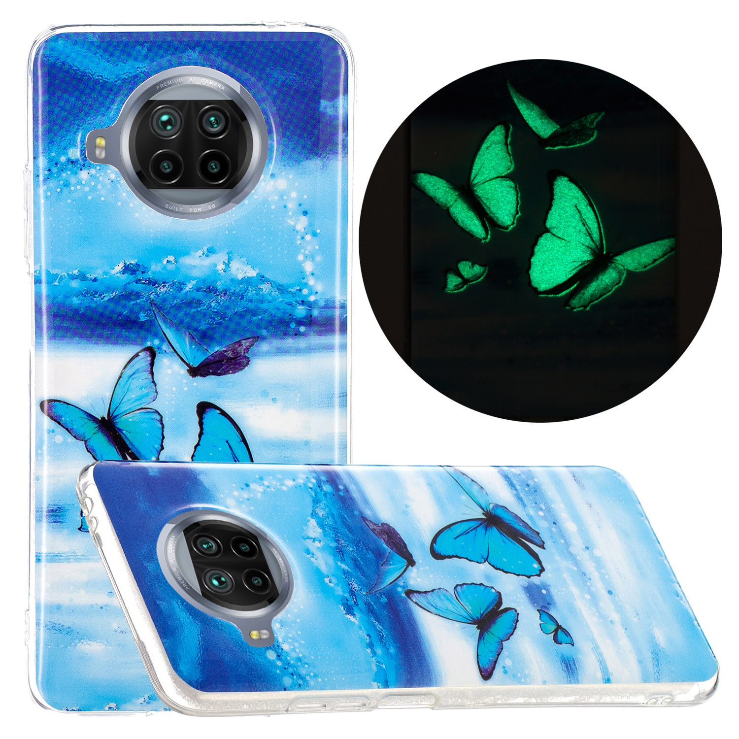 

Noctilucent Strukturierte IMD -abdeckung Für Xiaomi Mi 10T Lite 5G/Redmi Note 9 Pro 5g/mi 10i 5G TPU -fall - Schmetterlinge Muster, Xiaomi Mi 10T Lite 5G