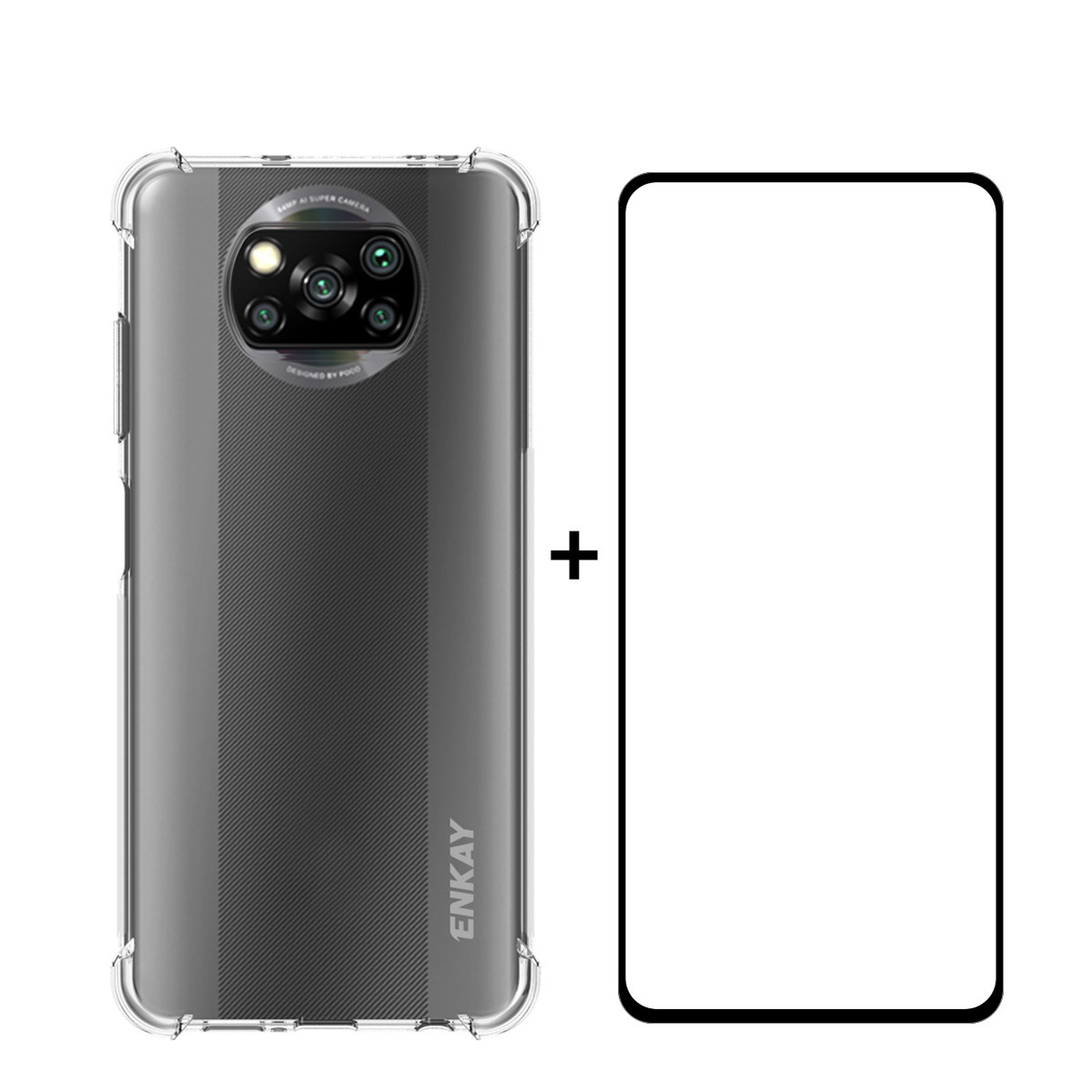 

Enkay Enk-pc0622 2 in 1 Clear Tpu-hülle +[vollständige Abdeckung] 0,26 mm 9H 2,5d Temperiertes Glas, Xiaomi Poco X3