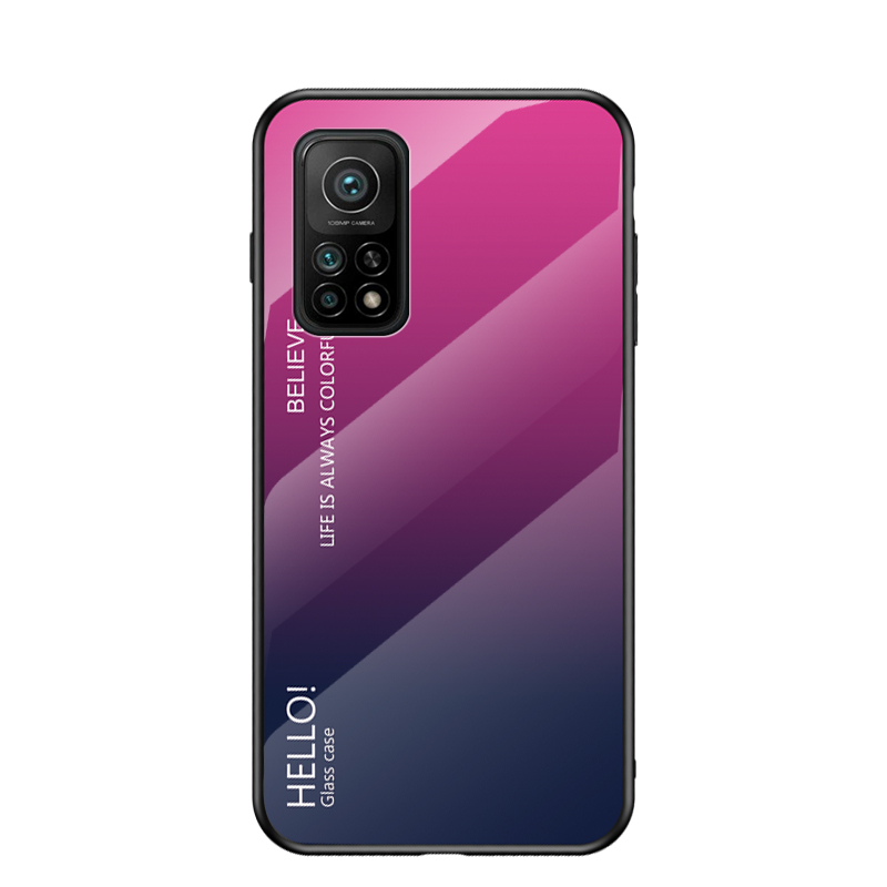 

Soft TPU Edge + Tempered Glass Gradient Color Pattern Cell Phone Back Casing for Xiaomi Mi 10T 5G/Mi 10T Pro 5G/Redmi K30S - Rose/Blue, Xiaomi Xiaomi Mi 10T 5G