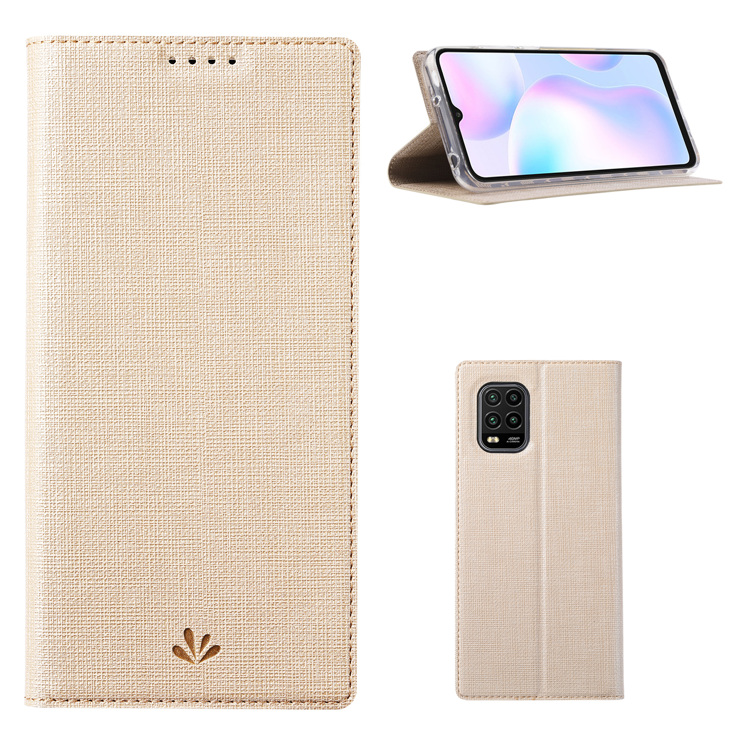

Vili DMX Für Xiaomi Mi 10 Lite 5G/Redmi Note 9 Pro 5g Cross Textur Lederstand Hülle - Gold, Xiaomi Mi 10 Lite 5G