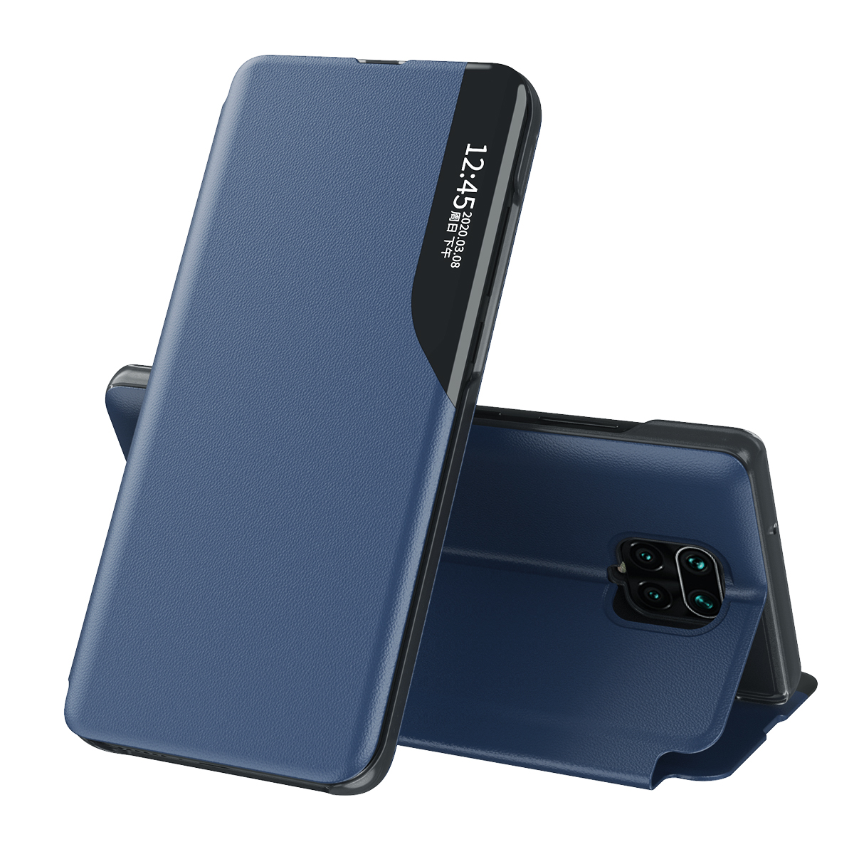 

Ansichtfenster Leder -telefonabdeckung Für Xiaomi Redmi Note 9 Pro - Blau, Xiaomi Redmi Note 9 Pro 4G