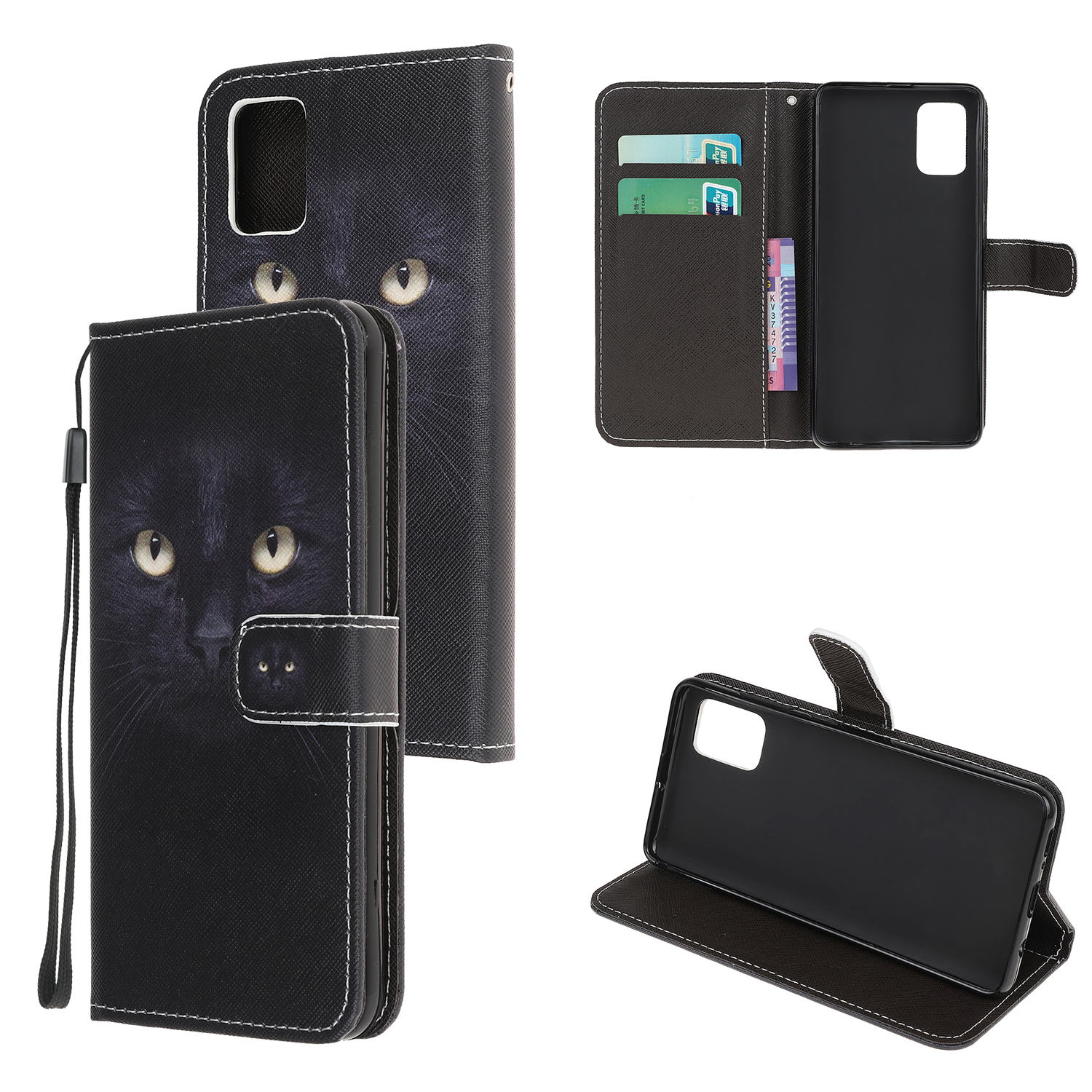 

Cross Textur Muster Druckschutzschutz Für Xiaomi Poco M3 Stand Lederabdeckung - Schwarze Katze, Xiaomi Poco M3