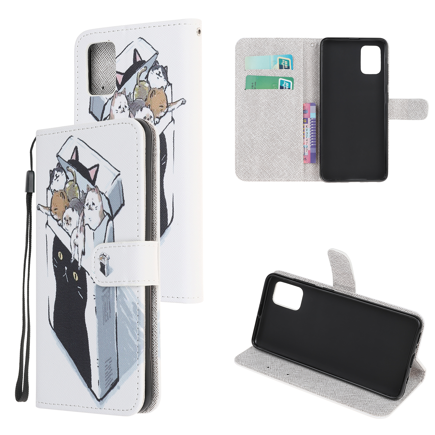

Cross Textur Muster Druckschutzschutz Für Xiaomi Poco M3 Stand Lederabdeckung - Katzengruppe, Xiaomi Poco M3