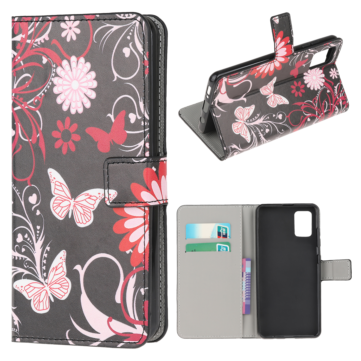 

Musterdruckschutzabdeckung Für Xiaomi Poco M3 Brieftasche Leder Handy Shell - Schmetterling Und Blume., Xiaomi Poco M3