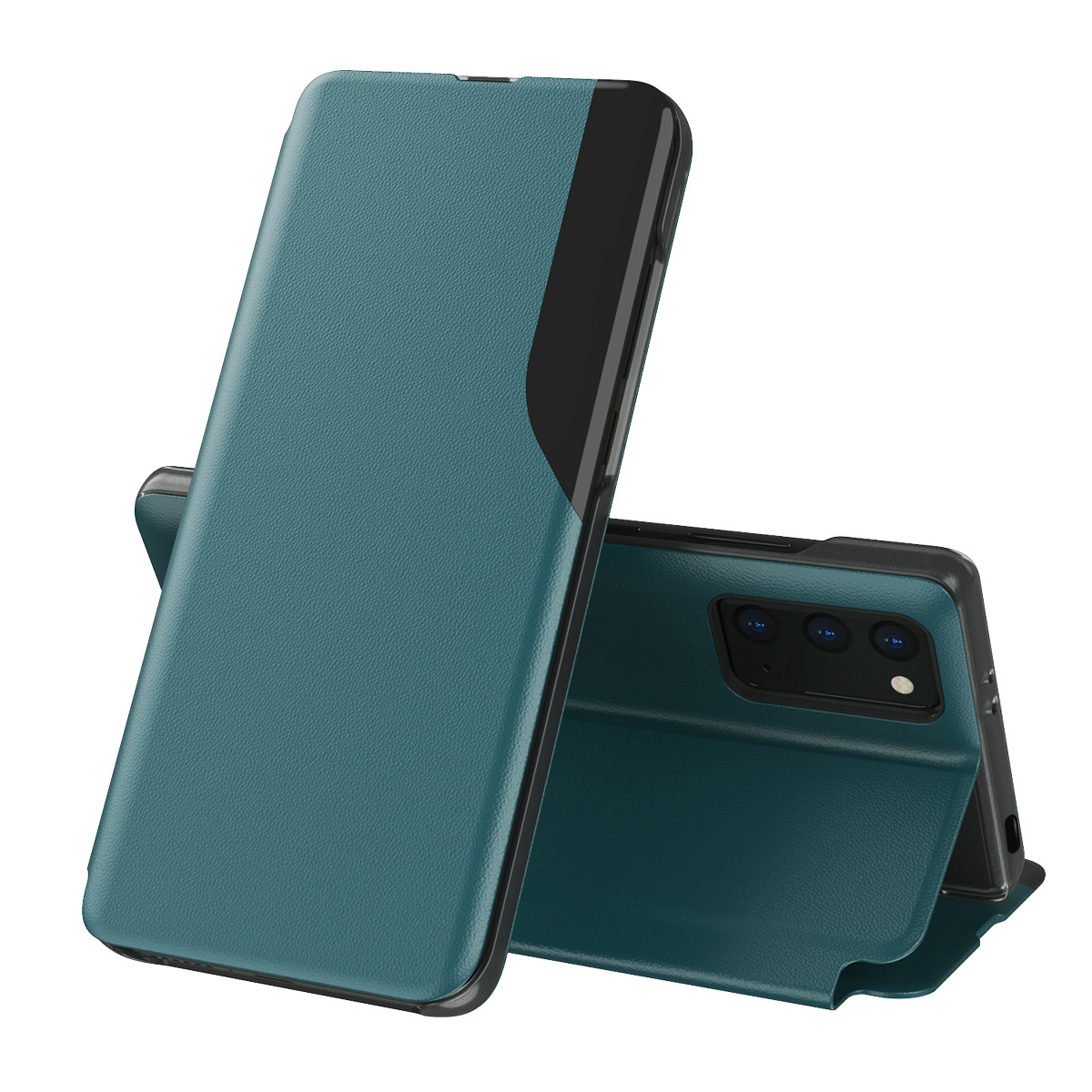 

For Xiaomi Poco M3/Redmi Note 9 4G/9 Power/Redmi 9T Cover View Window Leather Stand Phone Case - Green