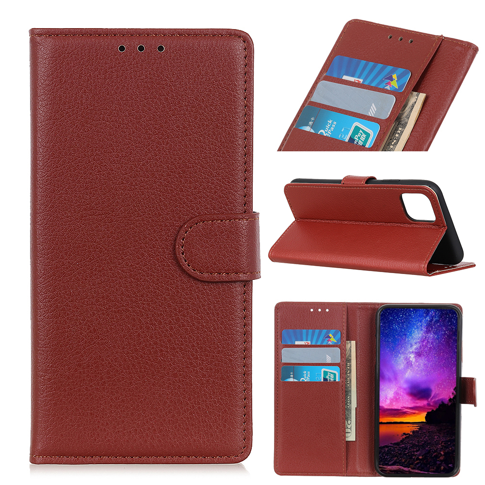 

Brieftaschenstand Telefonabdeckung Für Xiaomi Mi 11 Klassische Litchi Textur Lederschutzhülle - Braun, Xiaomi Mi 11