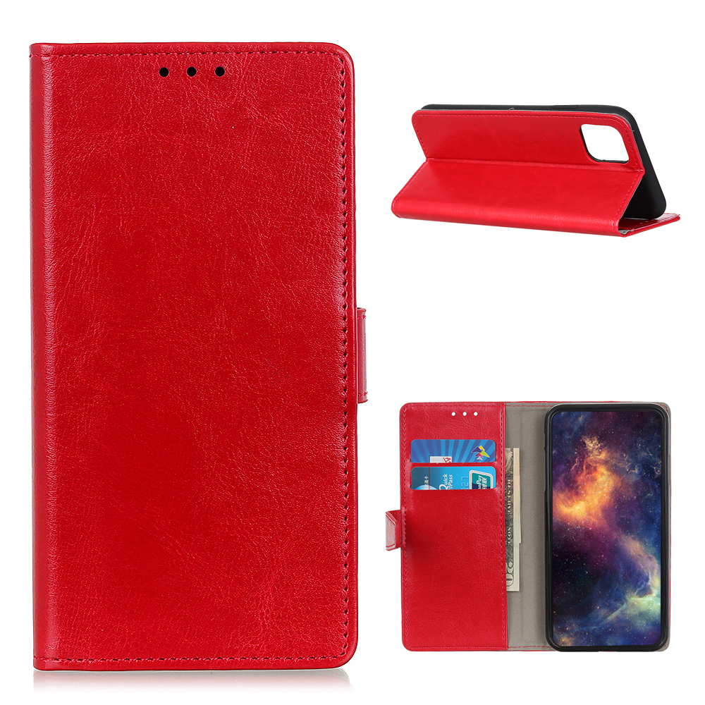 

Crazy Horse Wallet Stand Ledertasche Für Xiaomi Mi 11 Schutzschale - Rot, Xiaomi Mi 11