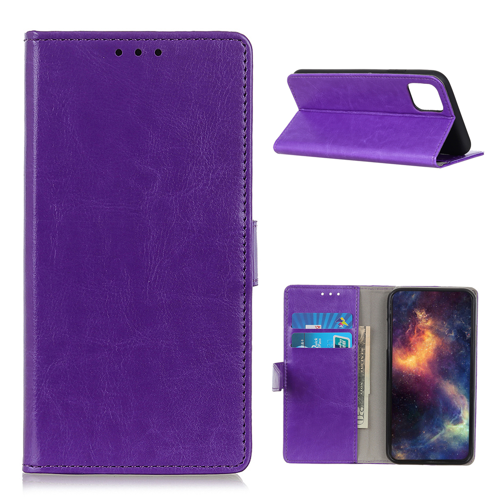 

Crazy Horse Wallet Stand Ledertasche Für Xiaomi Mi 11 Schutzschale - Violett, Xiaomi Mi 11