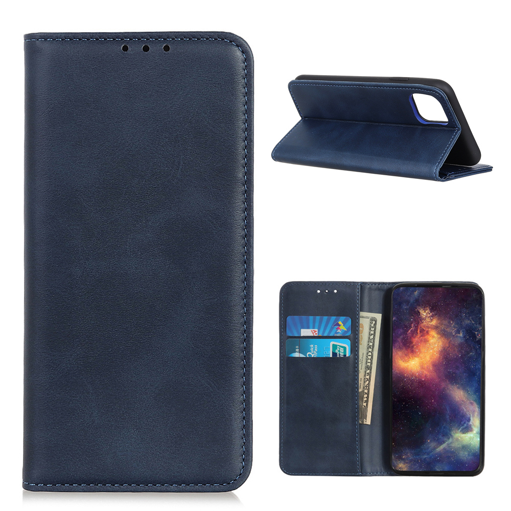 

Brieftasche Standabdeckung Für Xiaomi Mi 11 Magnetverschluss Geteiltes Ledertupfen - Blau, Xiaomi Mi 11