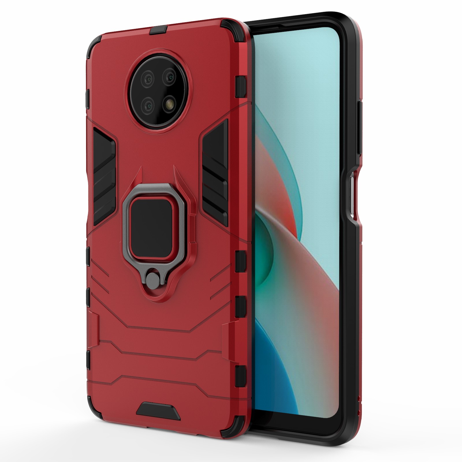 

PC + TPU Hybridschalenfinger -ringhalter Kickstand -hülle Für Xiaomi Redmi Note 9 5G/Redmi Note 9T 5G - Rot, Xiaomi Redmi Note 9 5G
