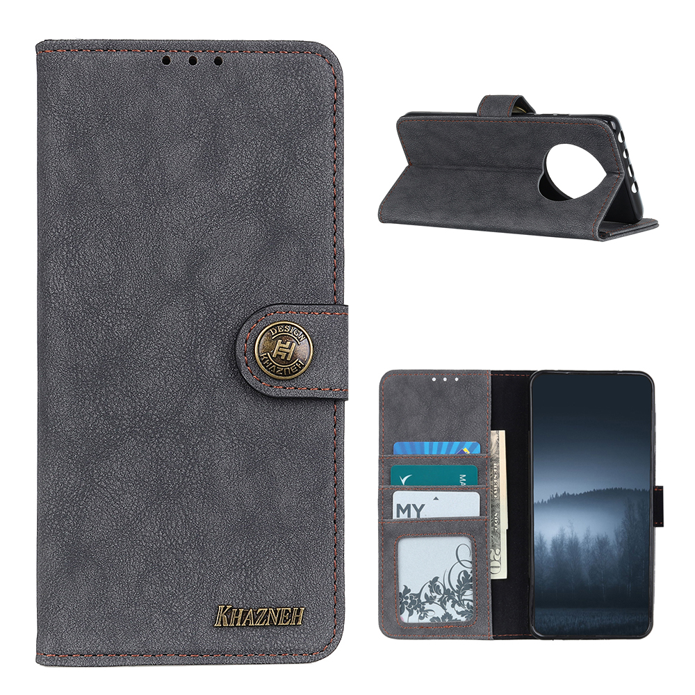 

Khazhen Stitching Split Leder Brieftasche Design Telefonabdeckung Hülle Für Xiaomi Redmi Note 9 5G/Redmi Note 9t 5G - Schwarz, Xiaomi Redmi Note 9T 5G