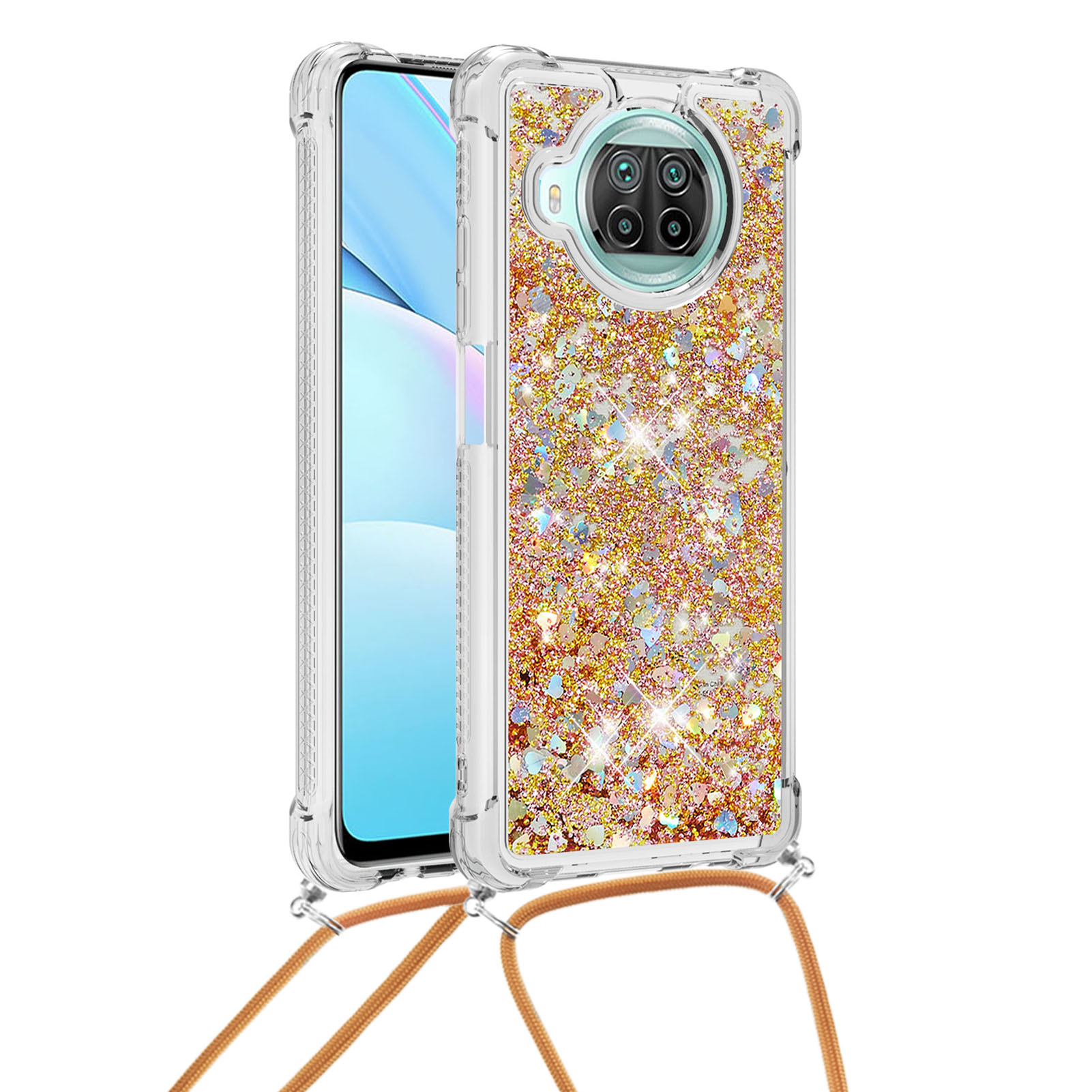 

Soft TPU Quicksand Design Phone Protective Shell Case with Hanging Strap for Xiaomi Mi 10T Lite 5G/Redmi Note 9 Pro 5G/Mi 10i 5G - Brown, Xiaomi Mi 10T Lite 5G