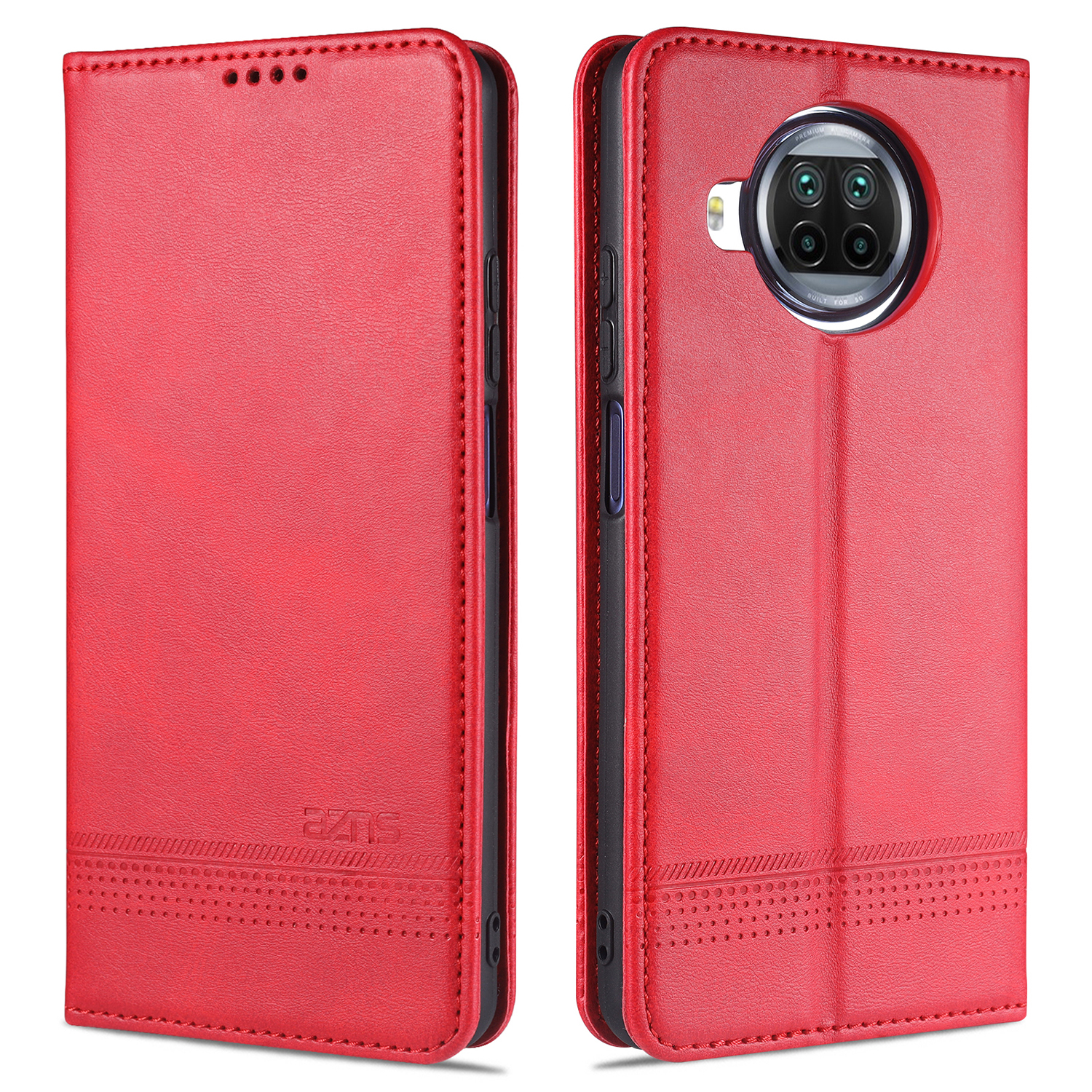 

AZNS Auto-absorbiertes Lederschalen-standgehäuse Für Xiaomi Mi 10T Lite 5G/10i 5G/Redmi Note 9 Pro 5g - Rot, Xiaomi Mi 10T Lite 5G