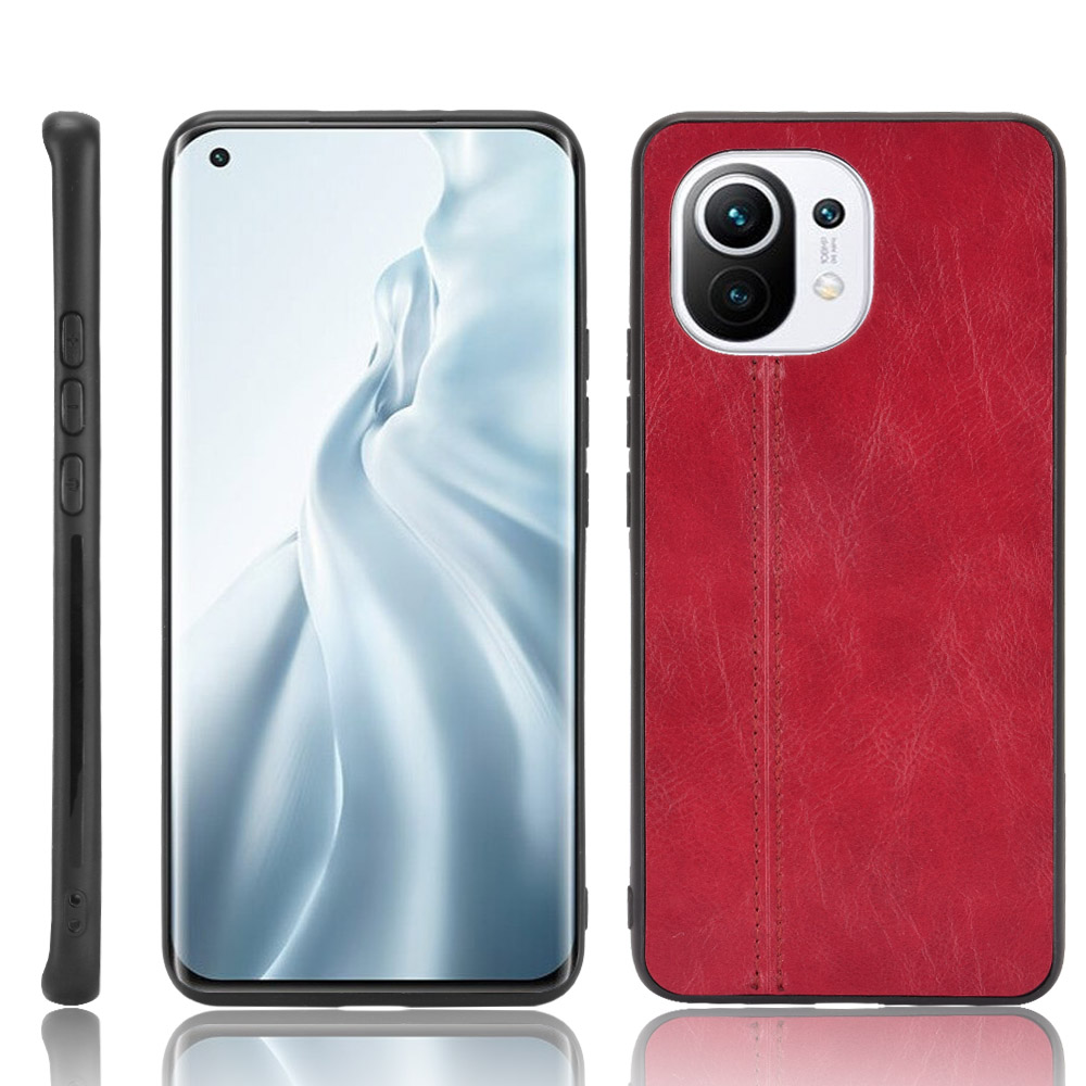 

PU Leder Beschichtete PC + TPU -mobilfunkhülle Für Xiaomi Mi 11 Schutzhülle - Rot, Xiaomi Mi 11