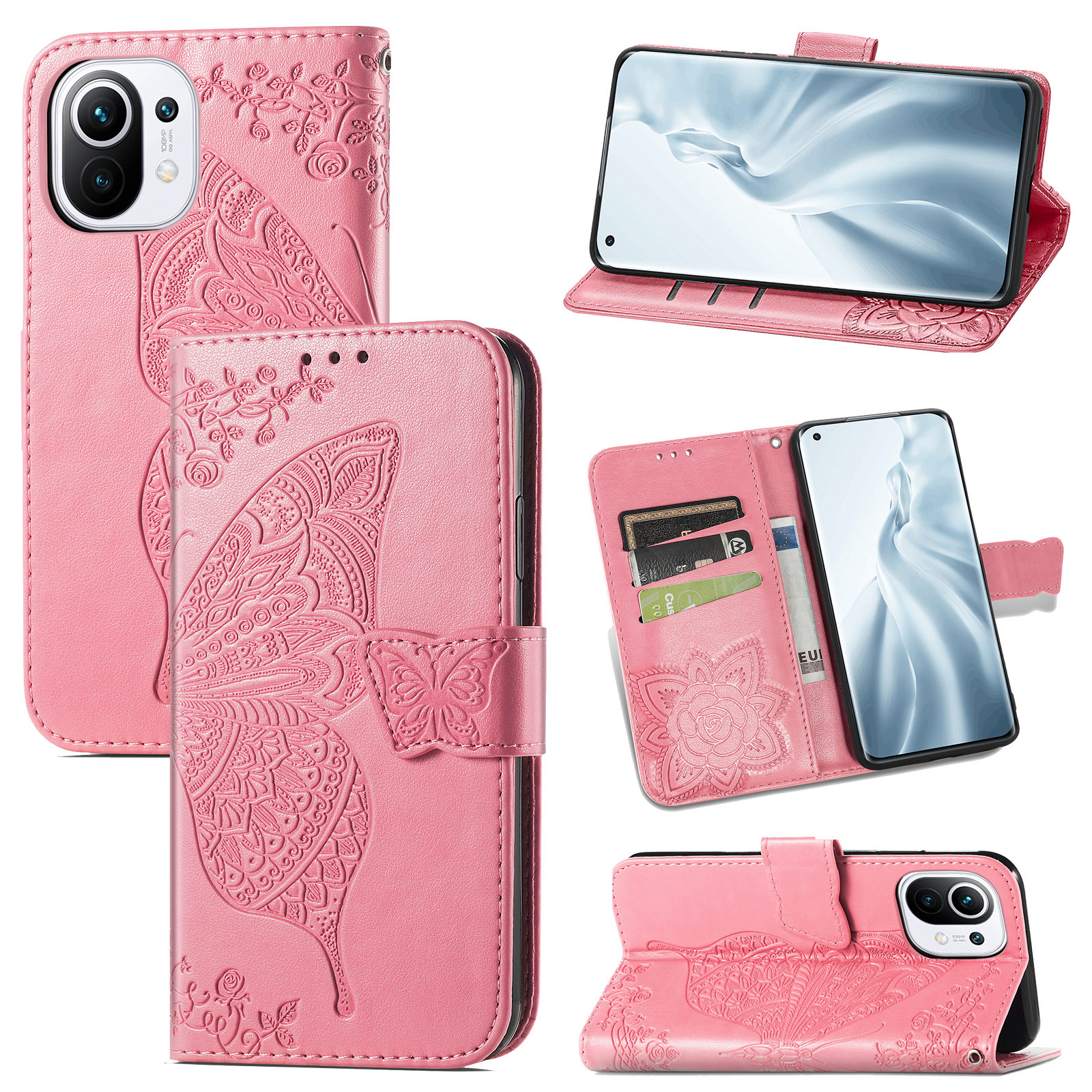 

Empreinte Big Butterfly le Cuir Portefeuille de Téléphone Pour Xiaomi Mi 11 - Rose, Xiaomi Xiaomi Mi 11