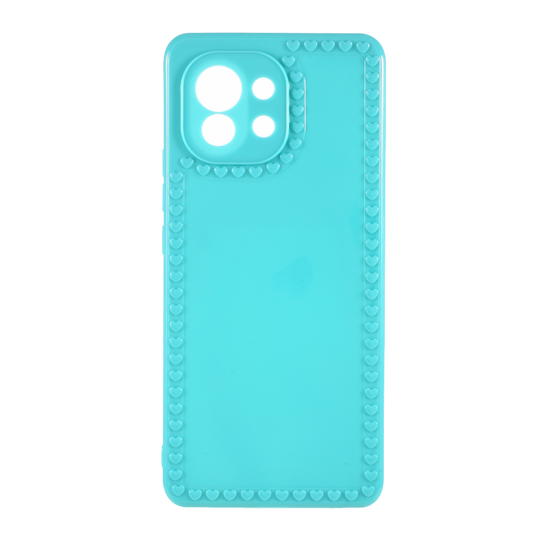 

Heart Pattern Frame Decor TPU Cover Phone Case for Xiaomi Mi 11 - Blue