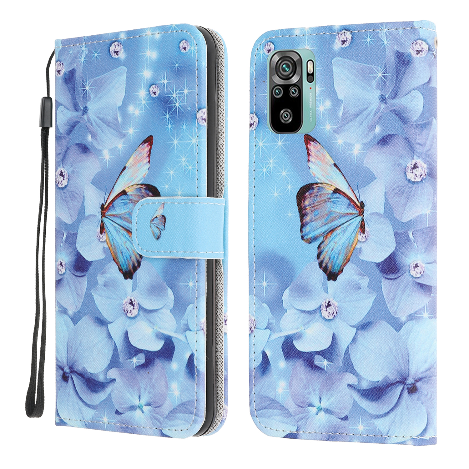 

3D -muster Druckkreuzstextur Leder Brieftasche Hülle Hülle Für Xiaomi Redmi Note 10 4g / Anmerkung 10s - Blume Und Schmetterling, Xiaomi Redmi Note 10S 4G