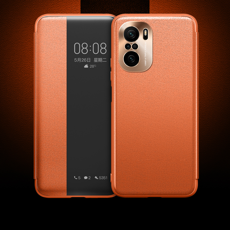 

Smart View Window PU Leder + PC -schutzhülle Für Xiaomi Redmi K40 / K40 Pro - Orange, Xiaomi Redmi K40